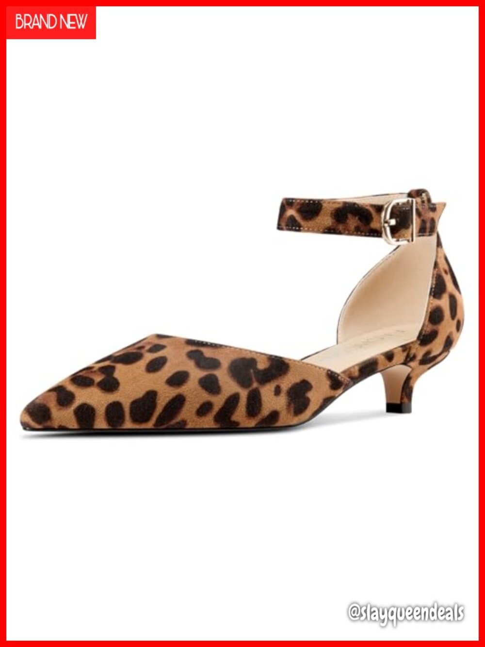 Women Kitten Heel Ankle Strap Pumps Pointed Toe Sandals Dress Shoes
